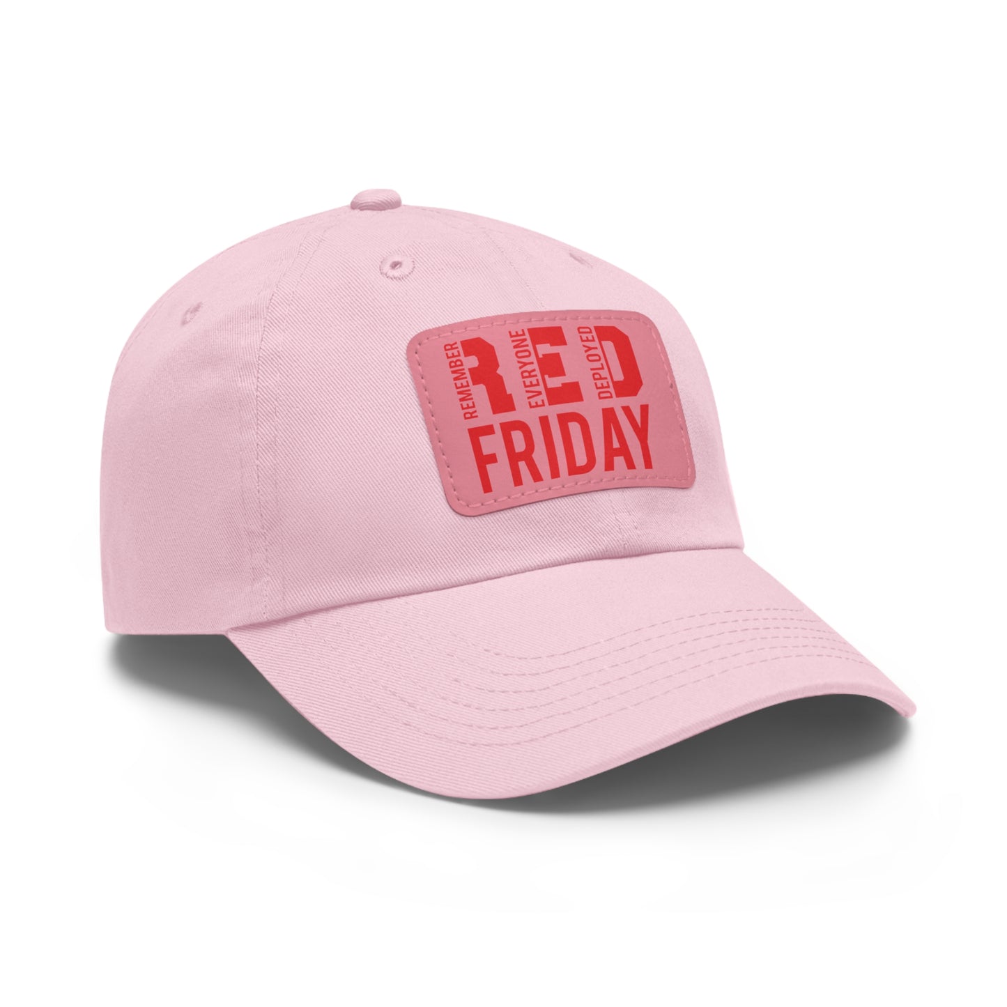 RED Friday unisex ball cap with Leather Patch (Rectangle) / Remember Everyone Deployed /awareness / honor military / active duty /