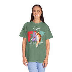 Stay Fat Lazy and Happy Cat - Graphic Unisex Garment-Dyed T-shirt