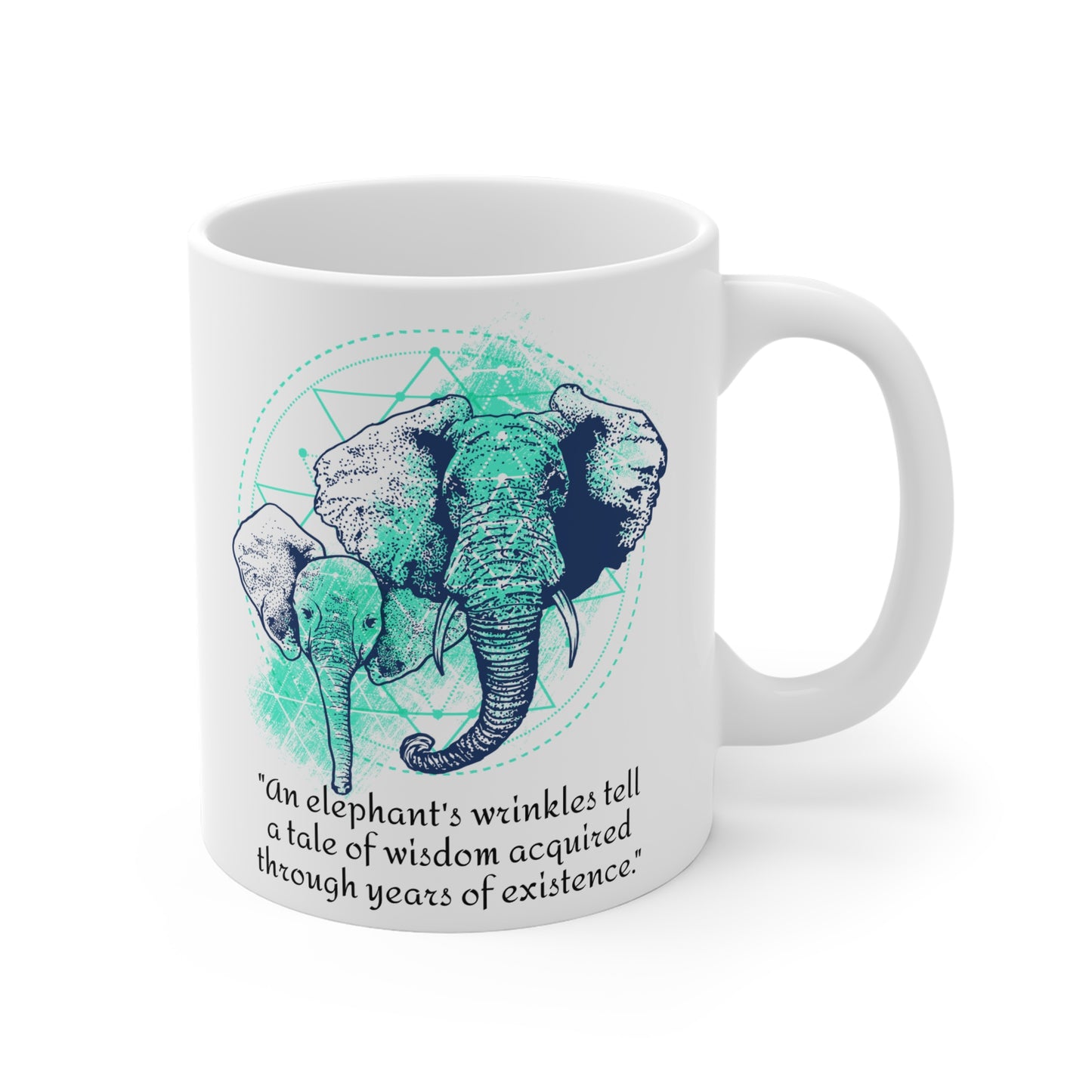 Elephant On Green Graphic Quote Mug