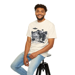 UFO Meets Cowboy Unisex Garment Shirt -Dyed  T Shirt