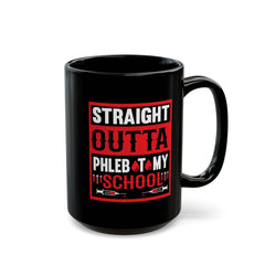 Black Mug with Phlebotomy Design – Perfect Gift for Medical Students, Coffee Lovers, Graduation, Back to School, or Study Sessions