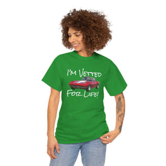 Red Corvette Summer Unisex Tee - I'm Vetted For Life Front and Back Image T Shirt