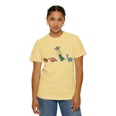 Dinosaur UFO Retro Unisex Garment-Dyed T-shirt
