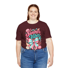 Summer Vibes Tee — Pastel Seashell Bow Beach T-Shirt
