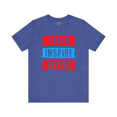 TEACH INSPIRE REPEAT  / Education / Teaching / Elementary /Middle / High School / Teachers / Bold / Unisex Jersey Short Sleeve T Shirt
