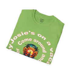 Josie's On A Vacation Far Away Come Around And Talk It Over  Unisex Softstyle T-Shirt  80s Rock The Outfield