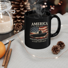 125th Submarine Service Coffee Mug — America 1776–2026 250th Anniversary Tribute (Black)