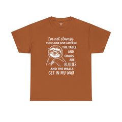 Clumsy Funny Sloth Graphic Tee | Unisex Heavy Cotton Tee | Great Gift for Animal Lovers, Birthdays, Casual Wear, Humorous Gifts, Everyday Style