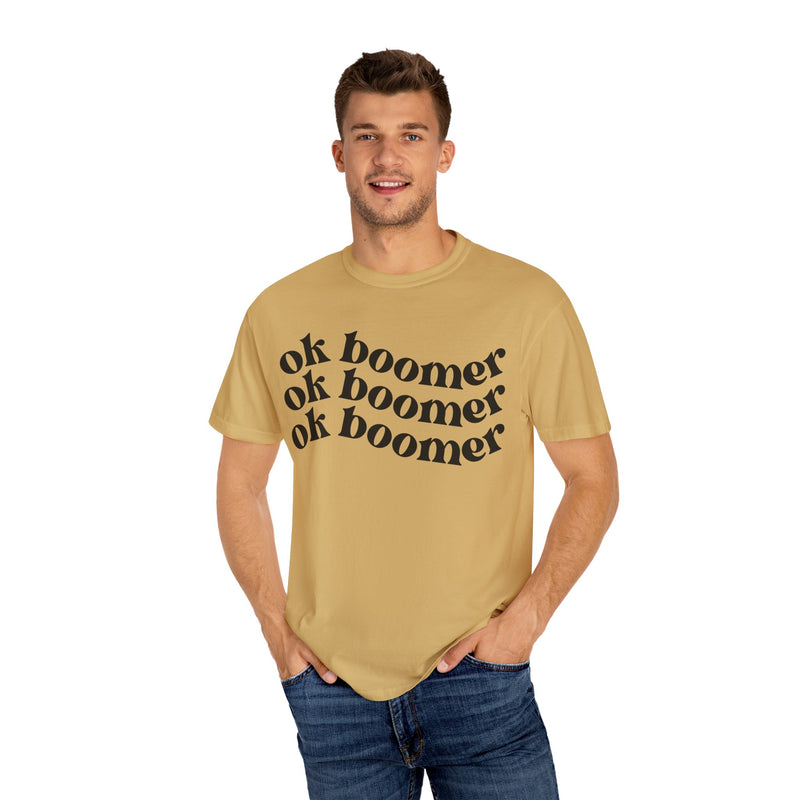 OK BOOMER quote, Gen Z quote  to Boomers graphic, Vintage Style Tee, Comfort Colors 1717, unisex garment-dyed t-shirt, retro t shirt style, gift for him, Birthday gift tee, Vintage graphic tee, Gen Z gift