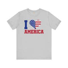 I Love America Heart Graphic, Unisex Jersey Short Sleeve Tee