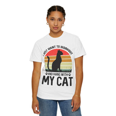 Workout & Cat Lover Unisex T-Shirt - I Just Want to Workout and Hang with My Cat