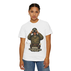 Graphic T-Shirt — Vintage WWII General George Patton Binoculars Design with "Rommel You Magnificent Bastard" Text
