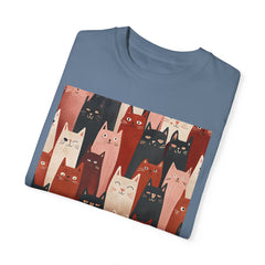 Cute Cat Print Unisex Garment-Dyed T-Shirt - Comfort Colors Soft Perfect for Animal Lovers and Casual Days
