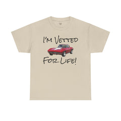 Red Corvette Summer Unisex Tee - I'm Vetted For Life Front and Back Image T Shirt