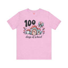 100 DAYS OF SCHOOL Toadstool House - Unisex Short Sleeve Tee | Elementary School Holiday, Teacher Apparel, Kids Motivation, Teacher Sarcasm
