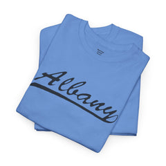 Albany Unisex Heavy Cotton Tee - Retro Dunder Mifflin Design for Nostalgic Fans