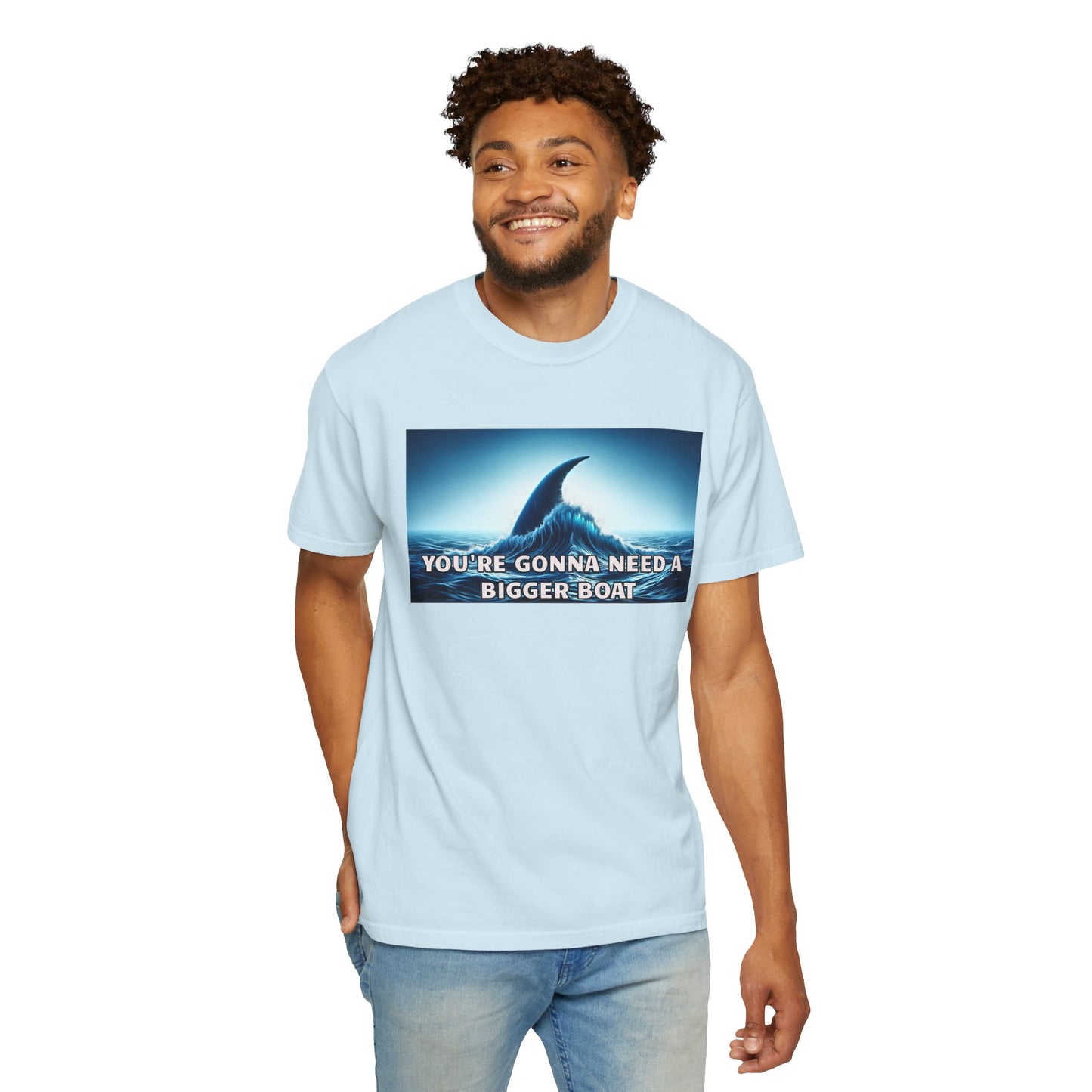 Jaws Movie  Influenced shark fin quote Mural Graphic - Unisex Comfort Colors Shirt