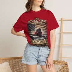 USS Patrick Henry SSBN 599 Submarine T-Shirt with a quote from its namesake
