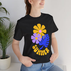 Summer Floral Tee — Retro Flowers & Monstera Design