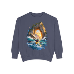 Adventure Kayak Sweatshirt — Comfort Colors Sunset Sea Arch Graphic