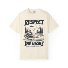 Bigfoot and Alien Outdoor Canoe Adventure - Respect The Locals T-Shirt
