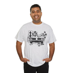 Abstract Retro Racing Car Unisex Heavy Cotton Tee | Perfect for Car Enthusiasts, Father's Day Gift, Casual Wear, Vintage Style, Unique Graphic Shirt