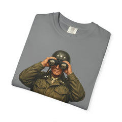 Graphic T-Shirt — Vintage WWII General George Patton Binoculars Design with "Rommel You Magnificent Bastard" Text