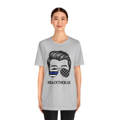 BACK THE BLUE Dad with Glasses, Graphic Unisex Short Sleeve Tee