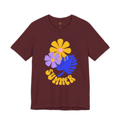 Summer Floral Tee — Retro Flowers & Monstera Design