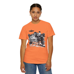 UFO Meets Cowboy Vintage Graphic T-Shirt — Retro Western Alien Tee