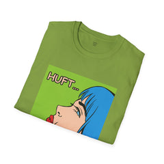 Pop Art Gal T-Shirt featuring Blue Hair and Red Lips Unisex Soft Style Shirt