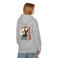 Breakfast Club Hoodie — Cute Black Dog, Bacon & Egg Graphic Pullover