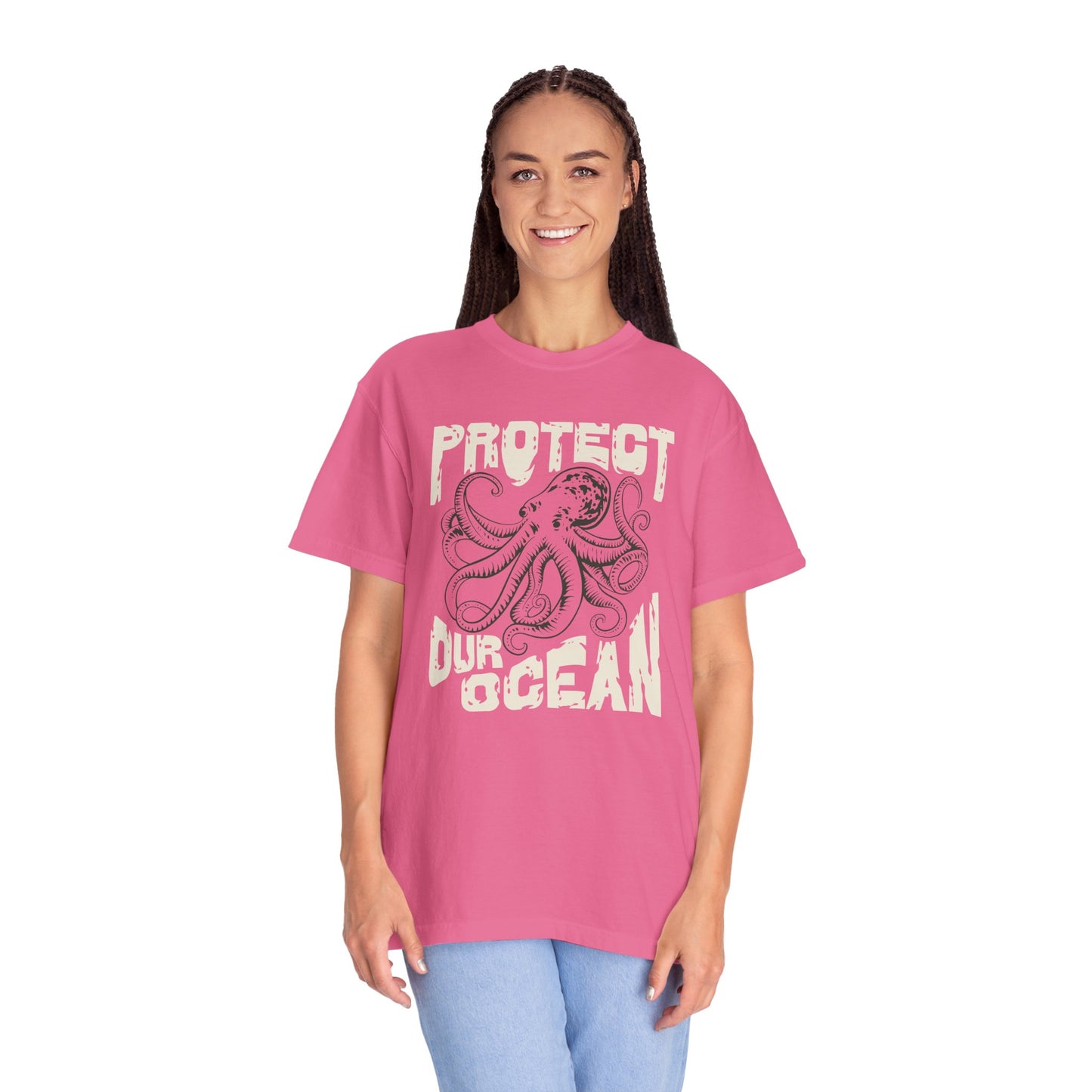 Octopus, Protect Our Ocean -  Graphic Unisex Garment-Dyed T-shirt