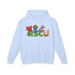 Russell Sage College Mascot Unisex Hoodie - Russell Sage Purple Cow, Red Devil, Golden Horseshoe, Blue Angel Design