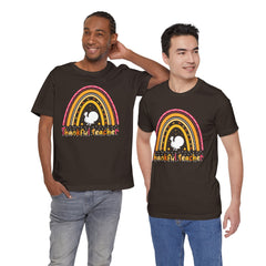 Thankful Teacher T‑Shirt – Retro Rainbow Turkey Teacher Appreciation Tee