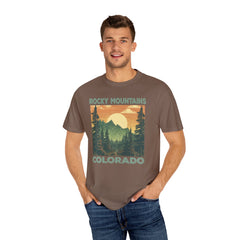 Rocky Mountains Colorado Graphic, Comfort Colors Soft Relaxed Fit Unisex Garment-Dyed T-shirt