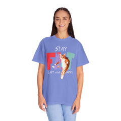 Stay Fat Lazy and Happy Cat - Graphic Unisex Garment-Dyed T-shirt