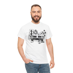 Abstract Retro Racing Car Unisex Heavy Cotton Tee | Perfect for Car Enthusiasts, Father's Day Gift, Casual Wear, Vintage Style, Unique Graphic Shirt