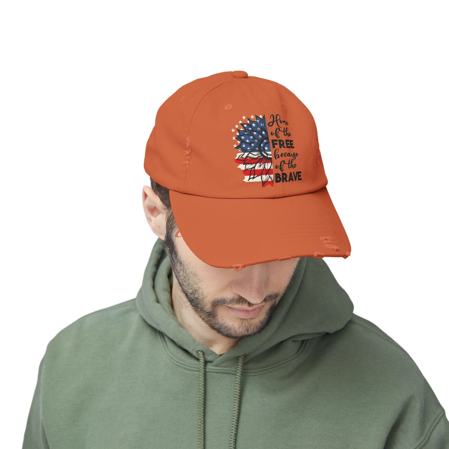 Land Of The Free, Home Of The Brave  - Unisex Distressed Cap