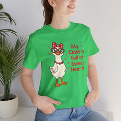 Teacher Valentine T-Shirt — "My Class Is Full of Sweet Hearts" Cute Duck Design