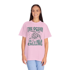 Sea Turtle, The Ocean Is Calling -  Graphic Unisex Garment-Dyed T-shirt
