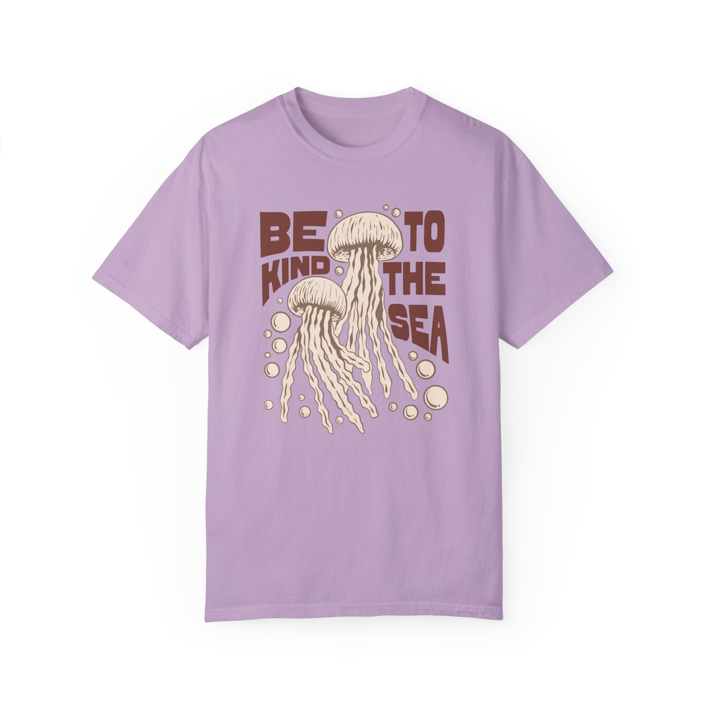 Jelly Fish, Be Kind To The Sea -  Graphic Unisex Garment-Dyed T-shirt