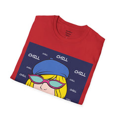 Chill Girl Unisex Softstyle T-Shirt  Pop Art Girl Wearing Sunglasses