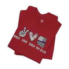 Peace Love Back The Blue in Alaska, Graphic Unisex Short Sleeve Tee