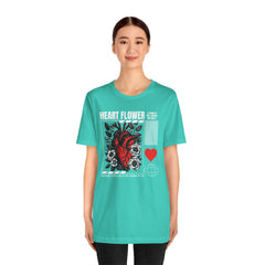 Heart Flower Tee - Nuturing Affection In The Garden Of Life - Positive Vibes Unisex Jersey Short Sleeve Tee