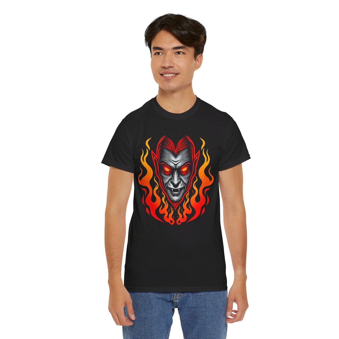 Flaming Fire Vampire - Graphic Unisex Heavy Cotton Tee