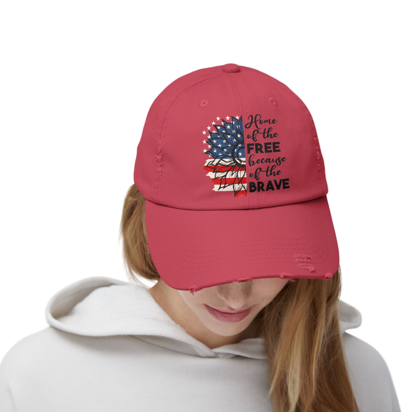 Land Of The Free, Home Of The Brave  - Unisex Distressed Cap