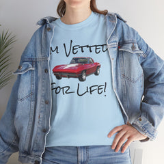 Red Corvette Summer Unisex Tee - I'm Vetted For Life Front and Back Image T Shirt