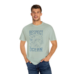 Dolphin, Respect The Ocean -  Graphic Unisex Garment-Dyed T-shirt