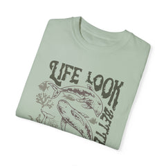 Whales, Life Look Better Under Water -  Graphic Unisex Garment-Dyed T-shirt